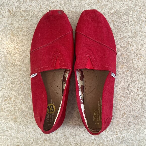 Toms men's red canvas slip-ons size 13 - Picture 1 of 5